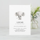 Invitation Cute Little Elephant 1er Anniversaire (Debout devant)