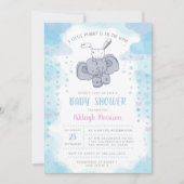 Invitation Cute Little Elephant & Baby Bunny Baby Shoy (Devant)