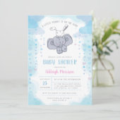 Invitation Cute Little Elephant & Baby Bunny Baby Shoy (Debout devant)