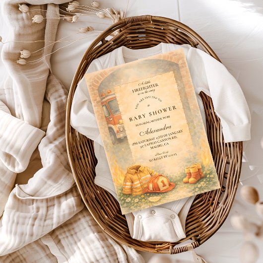 Invitation Cute Little Firefighter Baby Shower
