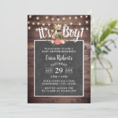 Invitation Cute Little Fox Boy Rustic Chalkboard Baby shower (Debout devant)