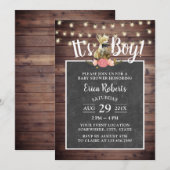 Invitation Cute Little Fox Boy Rustic Chalkboard Baby shower (Devant / Derrière)