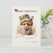 Invitation Cute Little Fox Christmas Greetings Card (Debout devant)