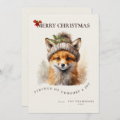 Invitation Cute Little Fox Christmas Greetings Card (Devant / Derrière)