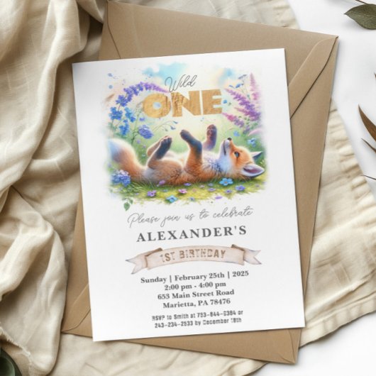 Invitation Cute Little Fox Wild Un Anniversaire Fête Invitati