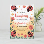 Invitation Cute Little Ladybug Girl Birthday Party (Debout devant)