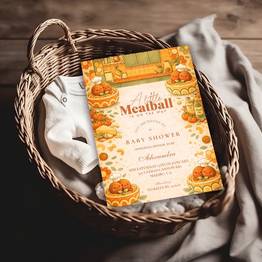 Invitation Cute Little Meatball Baby Shower