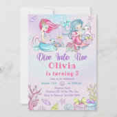 Invitation Cute Little Mermaid 5e Anniversaire Fête Invitatio (Devant)