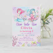 Invitation Cute Little Mermaid 5e Anniversaire Fête Invitatio (Debout devant)