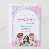 Invitation Cute Little Mermaids Under The Sea Birthday Party (Devant)