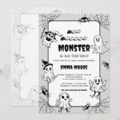 Invitation Cute Little Monster Baby Shower Illustration (Devant / Derrière)