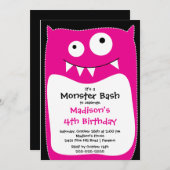 Invitation CUTE Little Monster Bash fête d'anniversaire (Devant / Derrière)