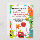 Invitation CUTE Little Monster Bash fête d'anniversaire (Devant)