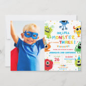 Invitation Cute Little Monster Boy 1er Anniversaire Vibrant P (Devant)