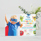 Invitation Cute Little Monster Boy 1er Anniversaire Vibrant P (Debout devant)