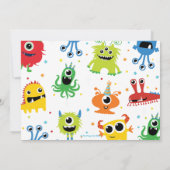 Invitation Cute Little Monster Boy 1er Anniversaire Vibrant P (Dos)