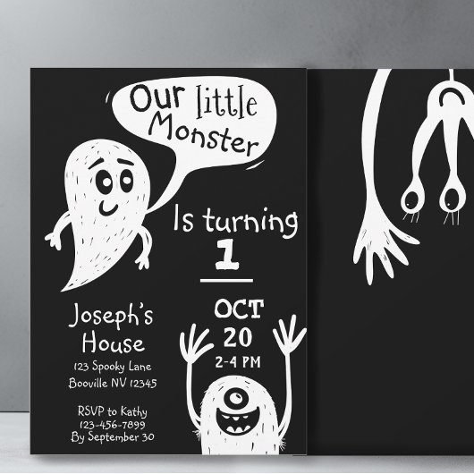 Invitation Cute Little Monster Boys First Birthday Invitatiat