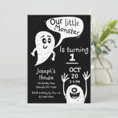 Invitation Cute Little Monster Boys Premier Anniversaire (Debout devant)