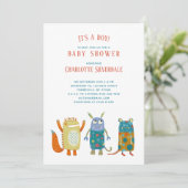 Invitation Cute Little Monsters C'est un Baby shower garçon (Debout devant)