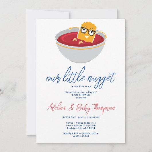 Invitation Cute Little Nugget Poulet Nugget Bébé Garçon Douch (Devant)