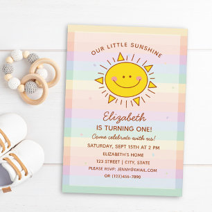 Invitation Cute Little Rainbow Sunshine Baby Premier annivers