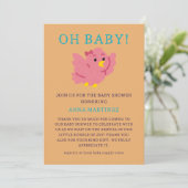 Invitation Cute Little Rose Bird Thème Fille Baby shower (Debout devant)