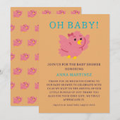 Invitation Cute Little Rose Bird Thème Fille Baby shower (Devant / Derrière)