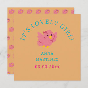 Invitation Cute Little Rose Bird Thème Fille Baby shower