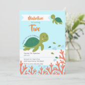 Invitation Cute Little Sea Turtle & fête d'anniversaire (Debout devant)