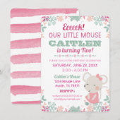 Invitation Cute Little Souse Aquarelle Anniversaire Invitatio (Devant / Derrière)