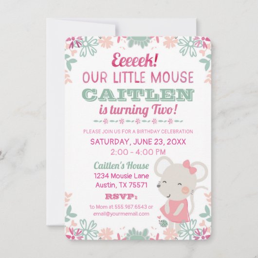 Invitation Cute Little Souse Aquarelle Anniversaire Invitatio (Devant)