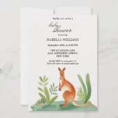 Invitation Cute Little Watercolor Baby shower Kangaroo (Devant)