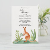 Invitation Cute Little Watercolor Baby shower Kangaroo (Debout devant)