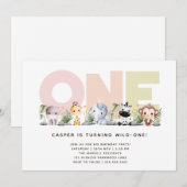 Invitation Cute Little Wild One Safari 1er anniversaire (Devant / Derrière)
