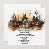 Invitation Cute Little Witch Ado Halloween Party (Devant / Derrière)