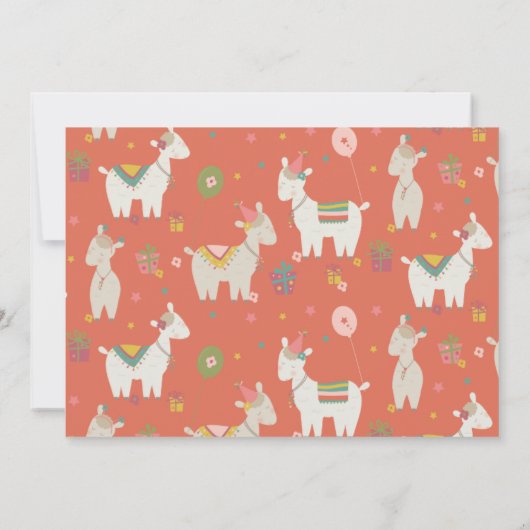 Invitation Cute Llama avec Balloon Anniversaire (Dos)