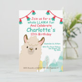 Invitation Cute Llama Fun Anniversaire (Debout devant)