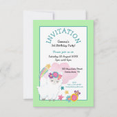 Invitation Cute Llama Jeune Enfant Fête d'anniversaire Pale G (Devant)