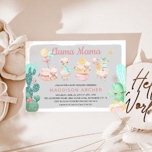 Invitation Cute Llama Mama Baby shower fille