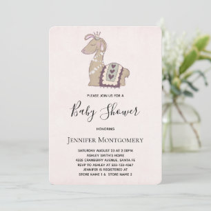Invitation Cute Llama portant un Baby shower de la Couronne