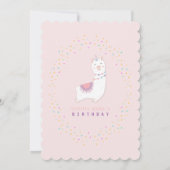 Invitation Cute Llama Rainbow Stars Blush Premier Anniversair (Dos)