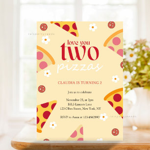 Invitation Cute Lote You Two Pizzas Deuxième fête d'anniversa