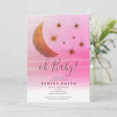Invitation Cute lune étoiles ombre baby shower d'aquarelle (Debout devant)