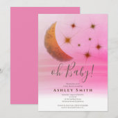 Invitation Cute lune étoiles ombre baby shower d'aquarelle (Devant / Derrière)