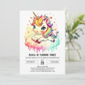 Invitation Cute Magic Unicorn Anniversaire (Debout devant)