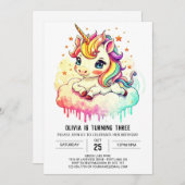 Invitation Cute Magic Unicorn Anniversaire (Devant / Derrière)