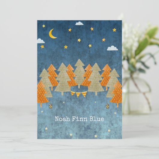 Invitation Cute Magical Forest Trees and Stars Card (Debout devant)