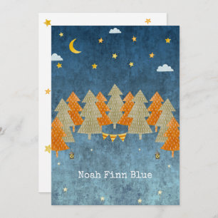 Invitation Cute Magical Forest Trees and Stars Card