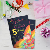 Invitation Cute Magique Arc-en-ciel Unicorn Éparkle Anniversa