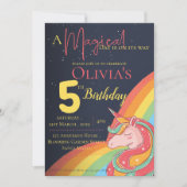 Invitation Cute Magique Arc-en-ciel Unicorn Éparkle Anniversa (Devant)